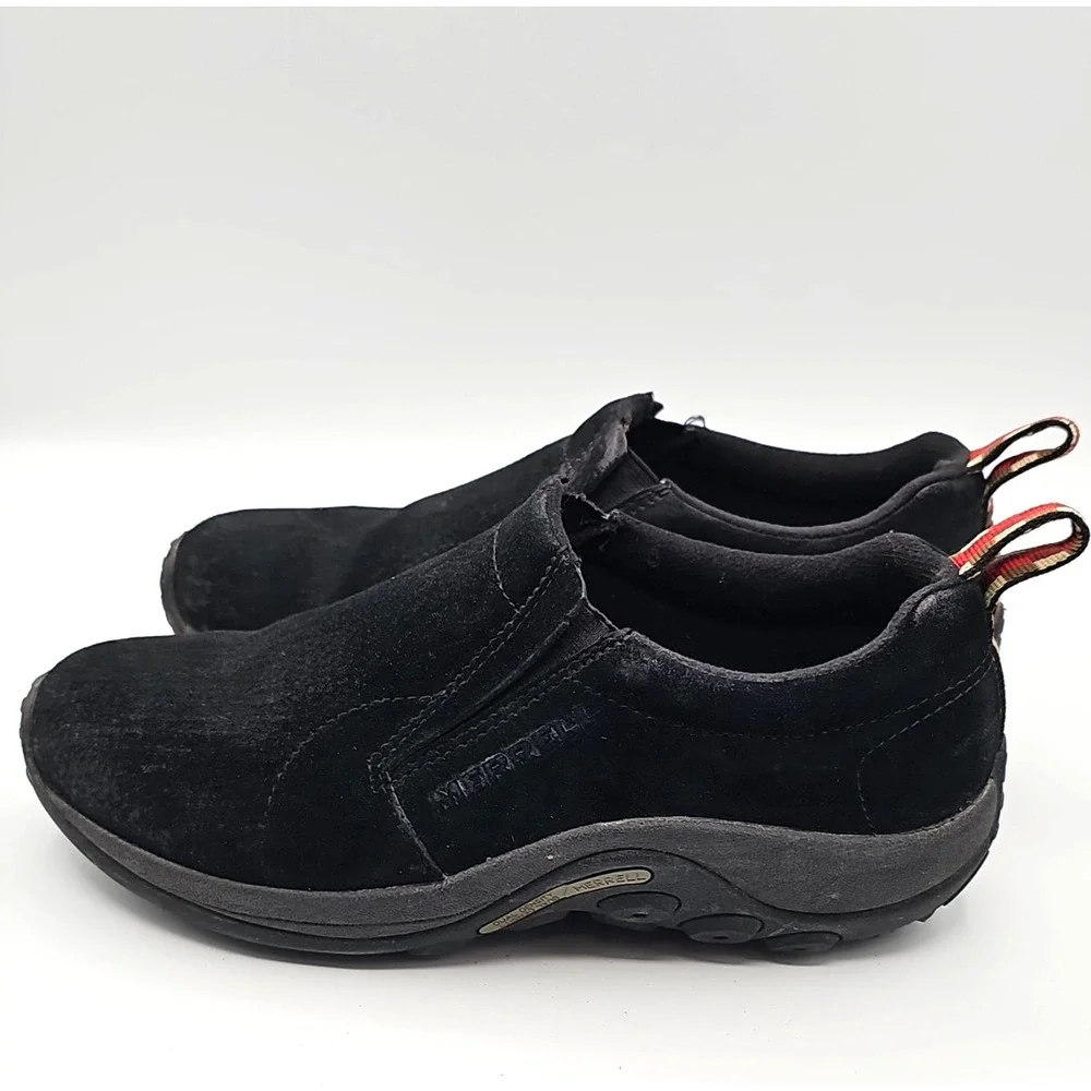 Merrell Jungle Moc Womens 10 Black Suede Slip On Comfort Walking Shoes